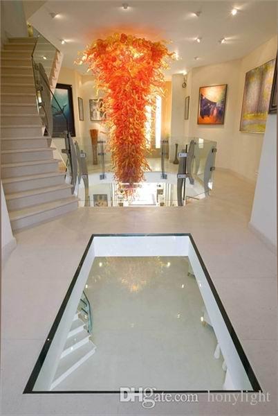 Large Chandelier Light American Style Villa Hotel Art Decor Hand Blown Glass Chandelier Modern Chandelier Light with LED Bulbs
