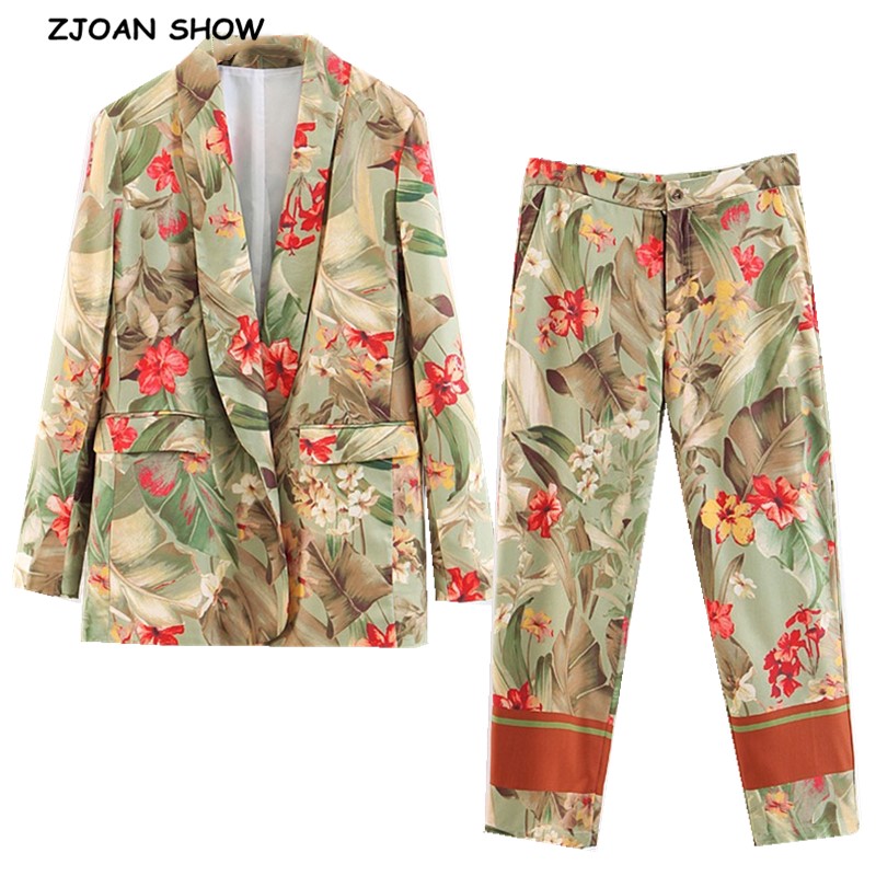 2020 New Spring Green Leaves Red Flower Print Blazer High Waist Small Straight Pants Women Long Sleeve Suits 2 Pieces Set
2020 New Spring Green Leaves Red Flower Print Blazer High Waist Small Straight Pants Women Long Sleeve Suits 2 Pieces Set