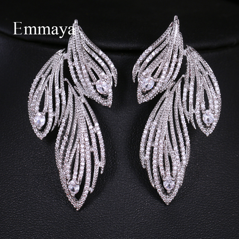 Emmaya Elegant Leaf Shaped Cubic Zirconia Crystal Bridal Long Earrings Luxury Wedding Jewelry for Brides Party Gift CX200606
Emmaya Elegant Leaf Shaped Cubic Zirconia Crystal Bridal Long Earrings Luxury Wedding Jewelry for Brides Party Gift CX200606