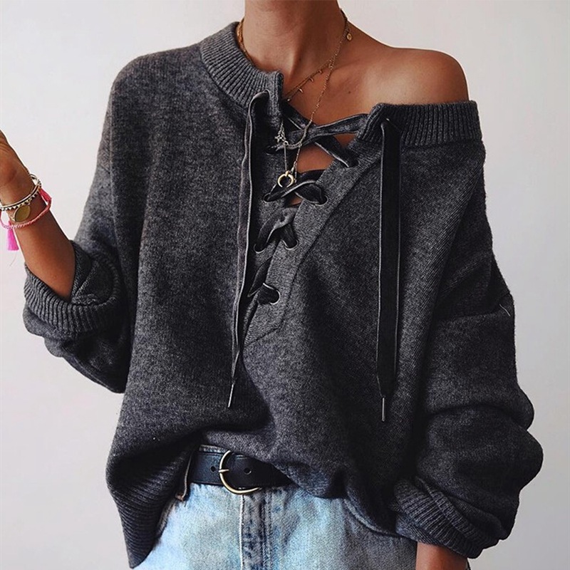NIBESSER 2019 Winter Women Lace-up Sweater Knitted Pullovers Sweaters For Women Tops Off Shoulder Solid Color Female Sweater, Beige
NIBESSER 2019 Winter Women Lace-up Sweater Knitted Pullovers Sweaters For Women Tops Off Shoulder Solid Color Female Sweater, Beige