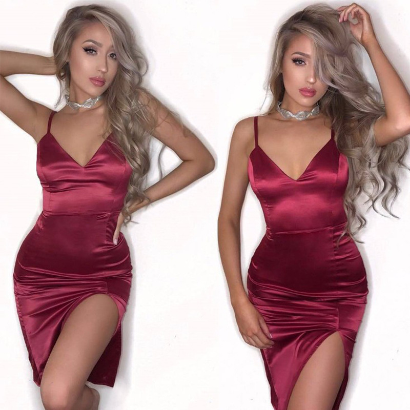 Women Lady Casual Homewear Summer Long Silk Dress Bodycon Solid Spaghetti Slip Sun Sexy slip-front slit dress with suspenders, Blue
Women Lady Casual Homewear Summer Long Silk Dress Bodycon Solid Spaghetti Slip Sun Sexy slip-front slit dress with suspenders, Blue