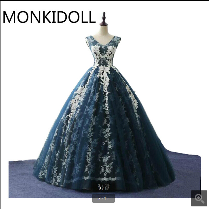 Robe de soiree navy blue lace ball gown real picture prom dress v neck cap sleeve appliques beaded corset prom dresses hot sale, Silver
Robe de soiree navy blue lace ball gown real picture prom dress v neck cap sleeve appliques beaded corset prom dresses hot sale, Silver