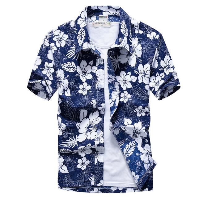 European and American men' new beach casual shirt Hawaiian style short-sleeved printed shirt floral wide loose, Blue
European and American men' new beach casual shirt Hawaiian style short-sleeved printed shirt floral wide loose, Blue