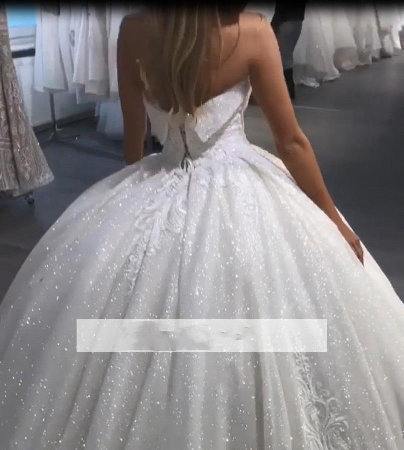 Dubai Arabic Sparkly Plus Size Luxurious Ball Gown Dresses Sweetheart Lace Wedding Dress Bridal Gowns Vestidos De Noiva