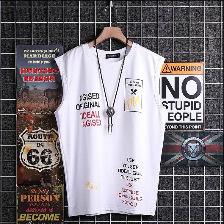 Hip Hop Tank Tops For Men Casual Summer Letter Print Sleeveless Shirts Male Clothing Fitness Sportwear Tank Tops Funny Tanks