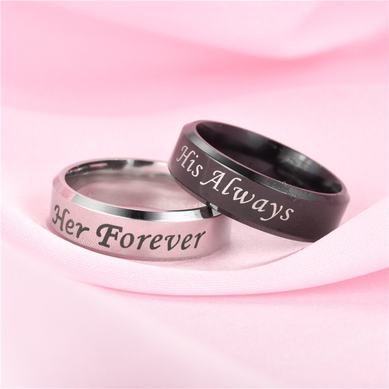 Letter His Always Her Forever band ring Stainless steel rings women mens love fashion jewelry will and sandy, Silver
Letter His Always Her Forever band ring Stainless steel rings women mens love fashion jewelry will and sandy, Silver