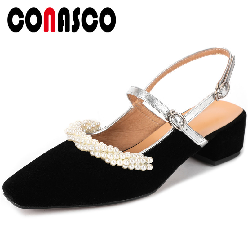 CONASCO Women Sandals Woman Pumps Velvet Summer Pearl Decoration Ankle Strap Square Toe Square Heeled Casual Shoes Shoes Woman, Black
CONASCO Women Sandals Woman Pumps Velvet Summer Pearl Decoration Ankle Strap Square Toe Square Heeled Casual Shoes Shoes Woman, Black
