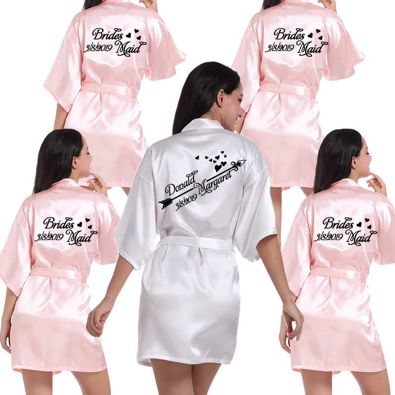 Personalized Custom Name Date Wedding Robe Bride Bridesmaid Faux Silk Party Gift Kimono Bachelorette Wedding Preparewear Pajamas, Black robe name 
Personalized Custom Name Date Wedding Robe Bride Bridesmaid Faux Silk Party Gift Kimono Bachelorette Wedding Preparewear Pajamas, Black robe name