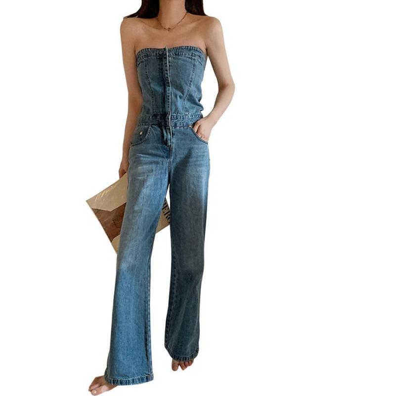 2020 women strapless sleeveless off ths shoulder full length blue denim jumpsuit high waist wide leg overalls q626
2020 women strapless sleeveless off ths shoulder full length blue denim jumpsuit high waist wide leg overalls q626
