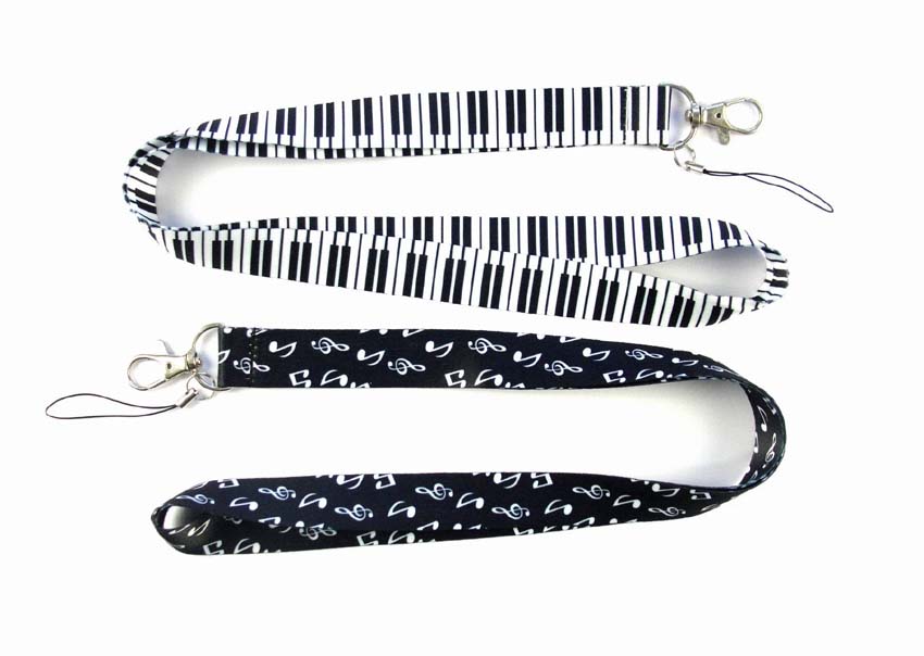 10PCS Piano Musical Note Art Lanyard Keychain Lanyards for Keys Badge ID Mobile Phone Rope Neck Straps Accessories Gifts