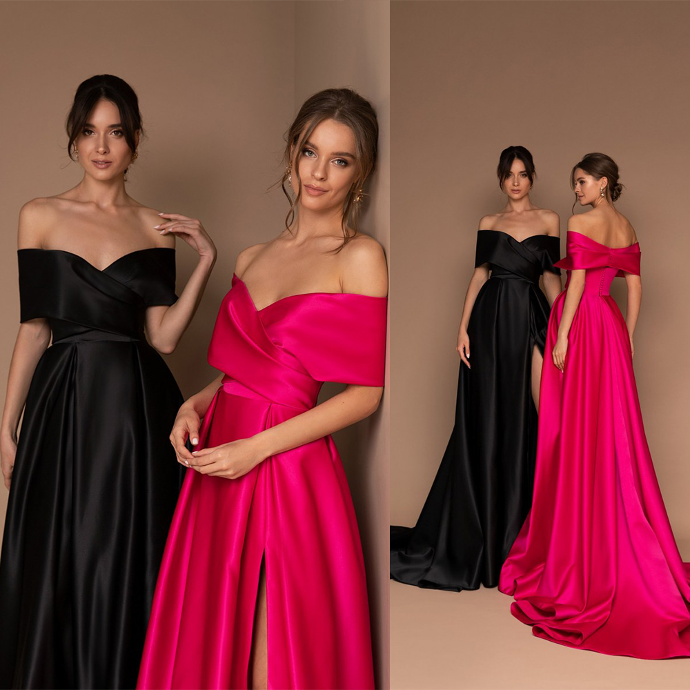 Modest Sliviamo A Line Prom Dress Off Shoulder Short Sleeve Split SatinParty Dress Sweep Train robes de soirée, Light purple
Modest Sliviamo A Line Prom Dress Off Shoulder Short Sleeve Split SatinParty Dress Sweep Train robes de soirée, Light purple