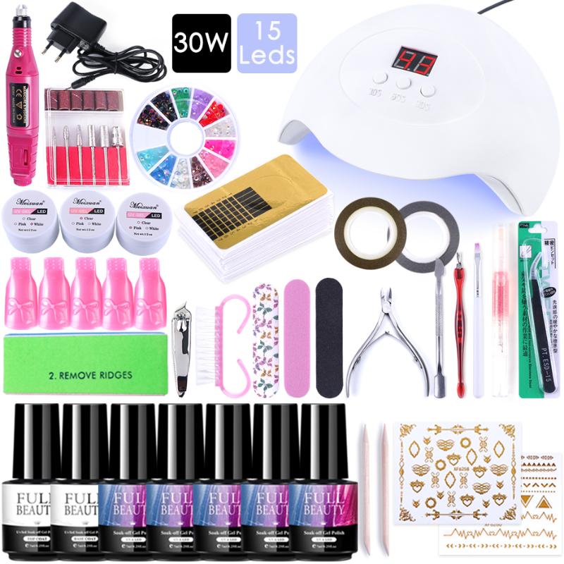 Nail Set 30W UV LED Lamp For Manicure Nail Gel Polish Kit Poly UV Builder Extension Gel Drills Machine Tools LY1581-2
Nail Set 30W UV LED Lamp For Manicure Nail Gel Polish Kit Poly UV Builder Extension Gel Drills Machine Tools LY1581-2