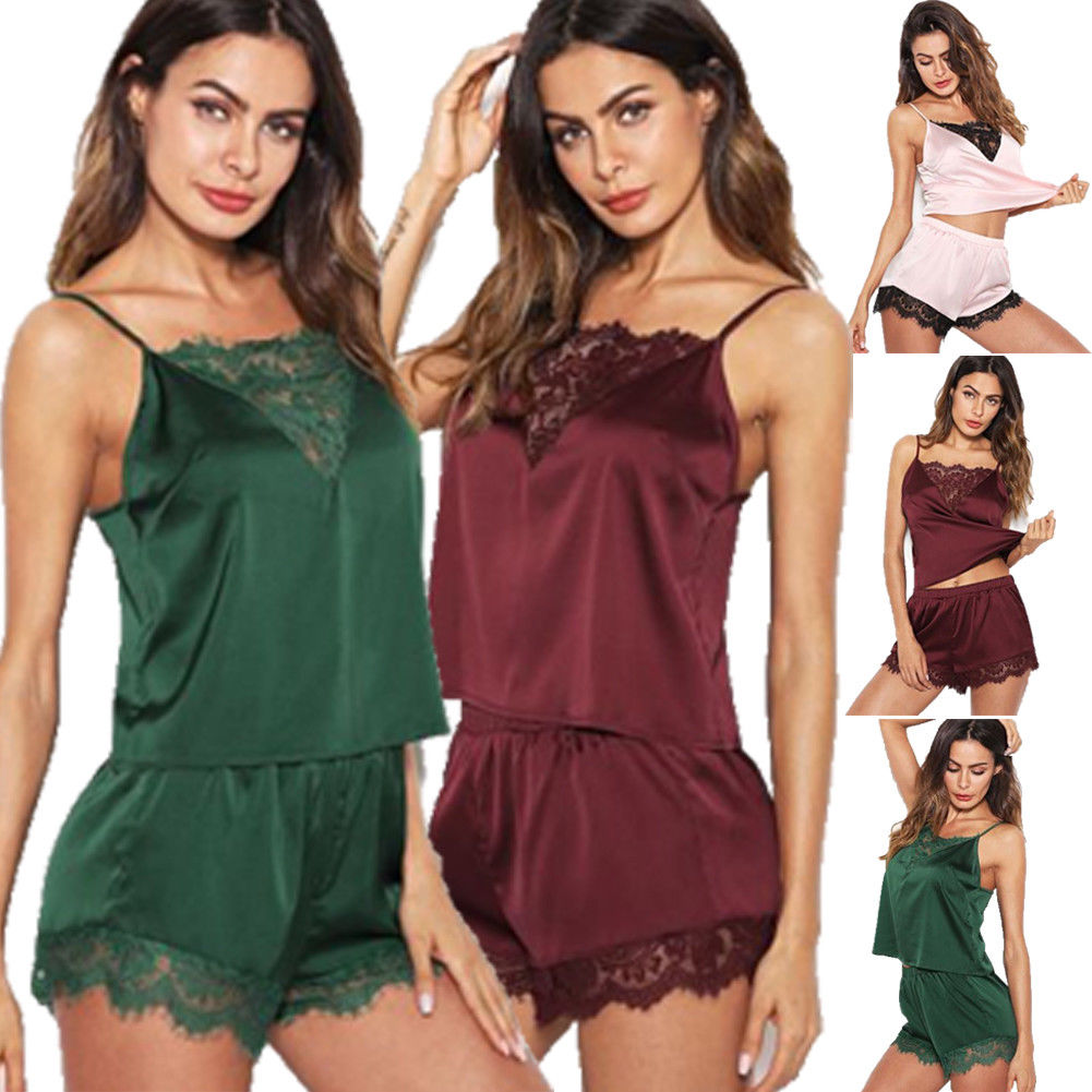 Summer Women Sexy Lace Pajama Sets Satin Lingerie Smooth Silk-like Nightwear Sleepwear Pajama Set Fashion
Summer Women Sexy Lace Pajama Sets Satin Lingerie Smooth Silk-like Nightwear Sleepwear Pajama Set Fashion
