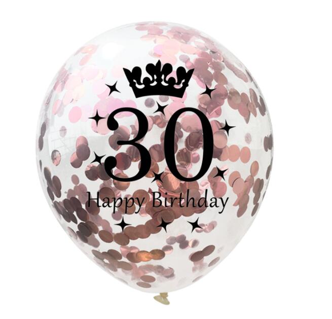 Confetti Birthday Balloons 12 Inch Inflatable Latex Clear Confetti Balloon 30 40 50 Anniversary Birthday Party Decoration