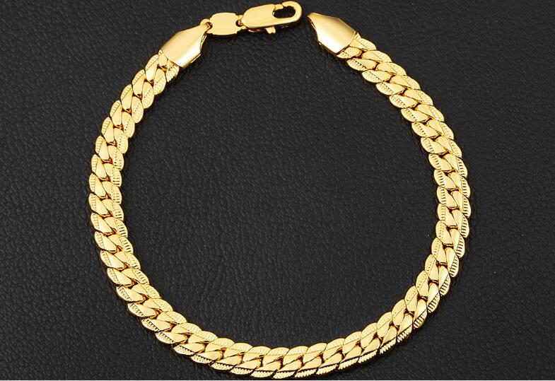 new 6 mm1821cm Luxury men039s Gold Bracelet plated 18K Gold Bracelets for men women Jewelry Couple Bracelet