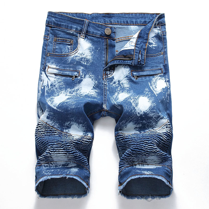 Men Mid-Rise Stretch Knee Length Jeans New Skinny Biker Zipper Pleated Slim Jeans Men Scratch Blue Color, 1761
Men Mid-Rise Stretch Knee Length Jeans New Skinny Biker Zipper Pleated Slim Jeans Men Scratch Blue Color, 1761