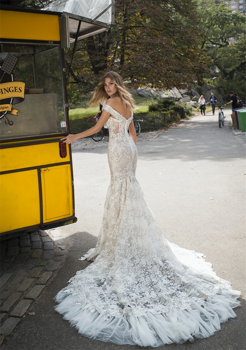 3d floral appliqued mermaid wedding dresses new off the shoulder beads backless beach wedding dress bridal gowns vestidos de nnovia