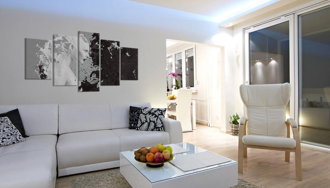 ( No Frame ) Canvas Print Modern Fashion Wall Art the Black and White Abstract Ink Character Love for Home Decoration Choose Color & Size