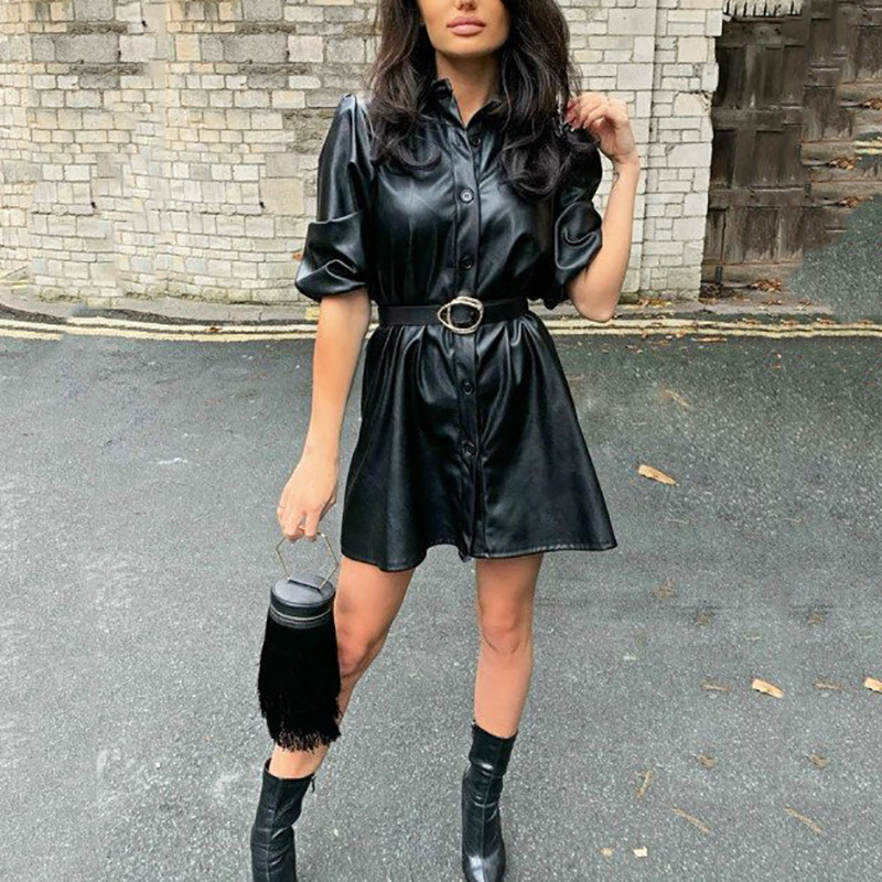 QNPQYX Black Faux Leather Button Up Shirt Dress Women sptring Short Sleeve Straight Loose Mini Dress Fashion Streetwear dresses wholesale
QNPQYX Black Faux Leather Button Up Shirt Dress Women sptring Short Sleeve Straight Loose Mini Dress Fashion Streetwear dresses wholesale