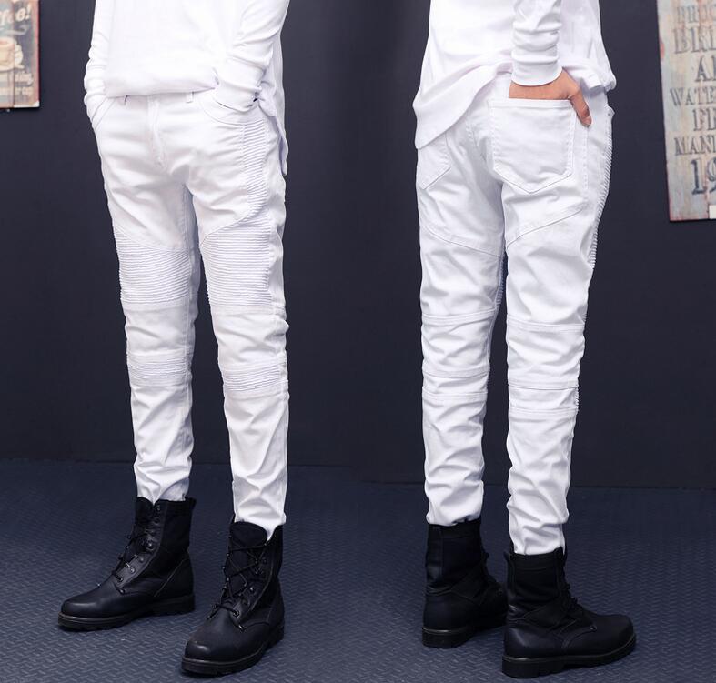 Men's Design Slim Fit Ripped Skinny Jeans Fashion Hi-Street Distressed men Denim Joggers Knee Holes Washed Destroyed creases Casual Pants
