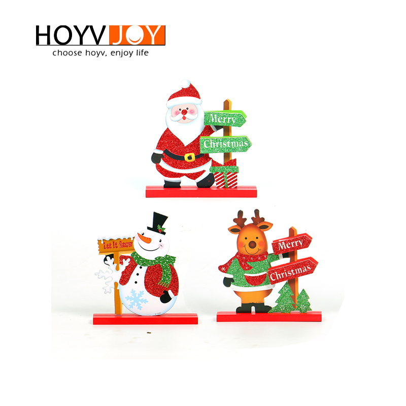 

HOYVJOY Christmas Decorations For Table Decor Snowman Deer Santa Claus Style Wood Material Wholesale Dropshipping