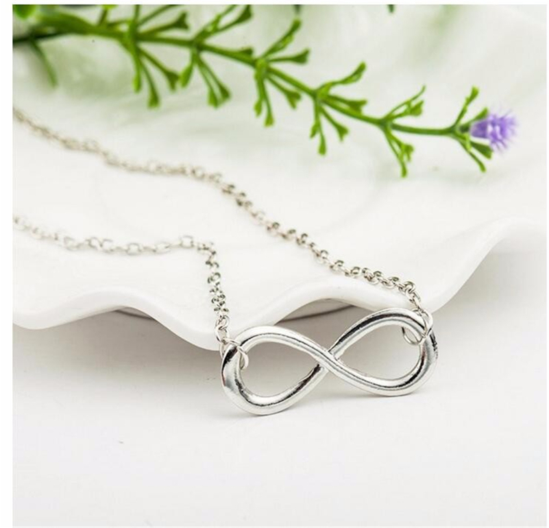Infinity Love Pendant Necklaces Number Eight Charm Jewelry Fashion Elegant Gold Silver Color Girl Lady Link Chain Choker Necklaces for Women