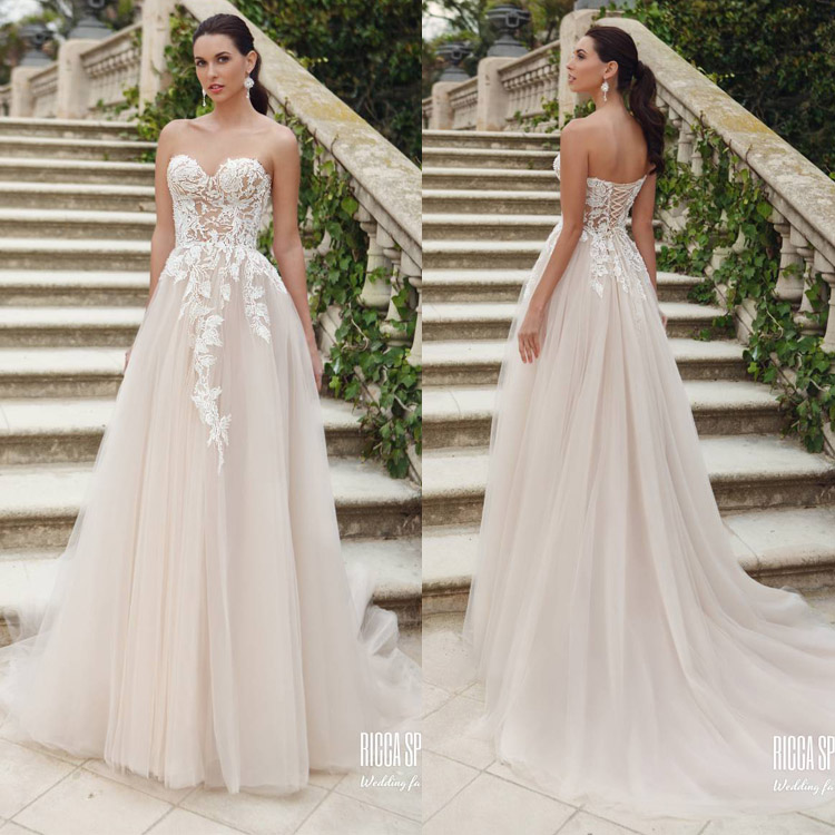 Ricca Sposa Beach Wedding Dresses Sweetheart Lace Appliques Bridal Gowns Lace-up Back Floor Length Plus Size Tulle Wedding Dress, Gold
Ricca Sposa Beach Wedding Dresses Sweetheart Lace Appliques Bridal Gowns Lace-up Back Floor Length Plus Size Tulle Wedding Dress, Gold