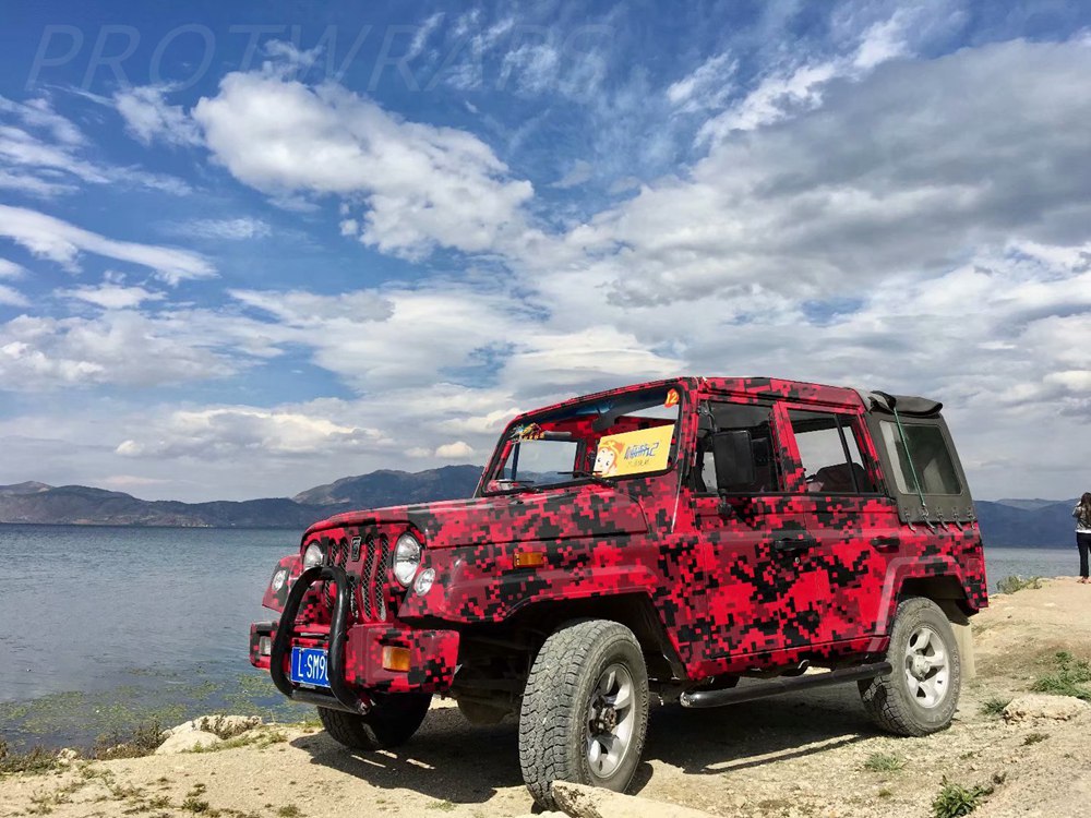 Impressive Red digital Camo Vinyl Car Wrap foil With air bubble Free Printed / PAINTED Camouflage whole car wrap vinyl 1.52x10m/20m/30m Roll