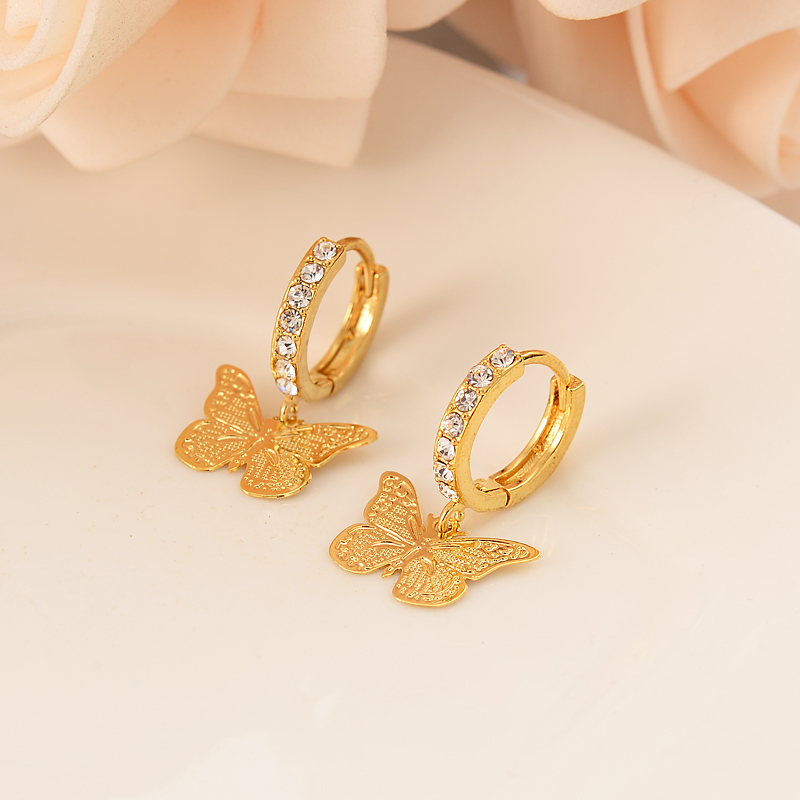 Dubai India Africa gold earrings sequins engraved butterfly light luxury personality gold girls wedding engagement party gifts souvenirs, Golden;silver
Dubai India Africa gold earrings sequins engraved butterfly light luxury personality gold girls wedding engagement party gifts souvenirs, Golden;silver