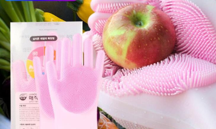 Dishwashing Cleaning Gloves Magic Silicone Rubber Dish Washing Glove for Household Scrubber Kitchen Clean Tool Scrub