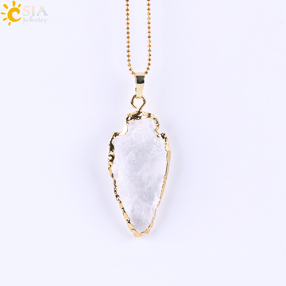 wholesale Crystal Natural Stone Pendant Necklace Arrow Healing Crystal Necklace For Women 2020 hot sale necklace
