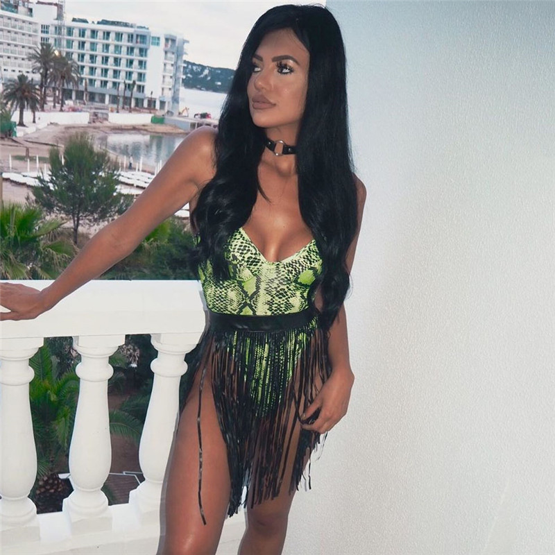 Black PU Two Piece Set Faux Leather Halter Hollow Out Backless Bra Crop Top Adjustable Long Tassel Skirt Clubwear 2 Pcs Outfits