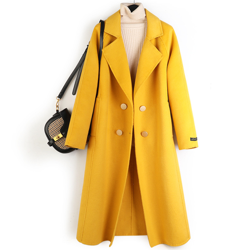 Double Breasted long coat women Turn-down Collar Solid women wool coat korean fashion ropa de invierno para mujer 2020, Yellow
Double Breasted long coat women Turn-down Collar Solid women wool coat korean fashion ropa de invierno para mujer 2020, Yellow