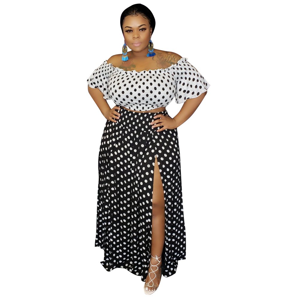 Women Two Piece Set Plus Size Crop Top And High Split Long Skirt Sets Suits 2 Pieces Polka Dot Summer Clothes -4XL, As show
Women Two Piece Set Plus Size Crop Top And High Split Long Skirt Sets Suits 2 Pieces Polka Dot Summer Clothes -4XL, As show