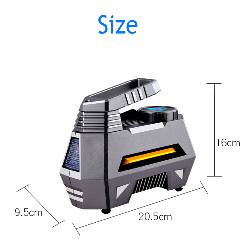 Portable Air Compressor Tire Inflator Car Tire Pump With Digital Pressure Gauge (150 Psi 12V DC) Bright Emergency Flashlight