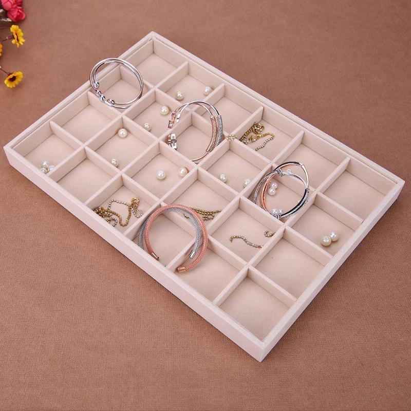 Fleece Jewelry Box Plate Jewelry Display Earring Holder Ring Necklace Display Tray Stand Organizer Box Case Display Storage C19021601