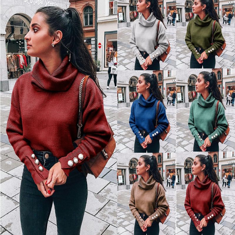 Trend 2021 Knits autumn and winter women's high collar sweater loose knit top support mixed batch