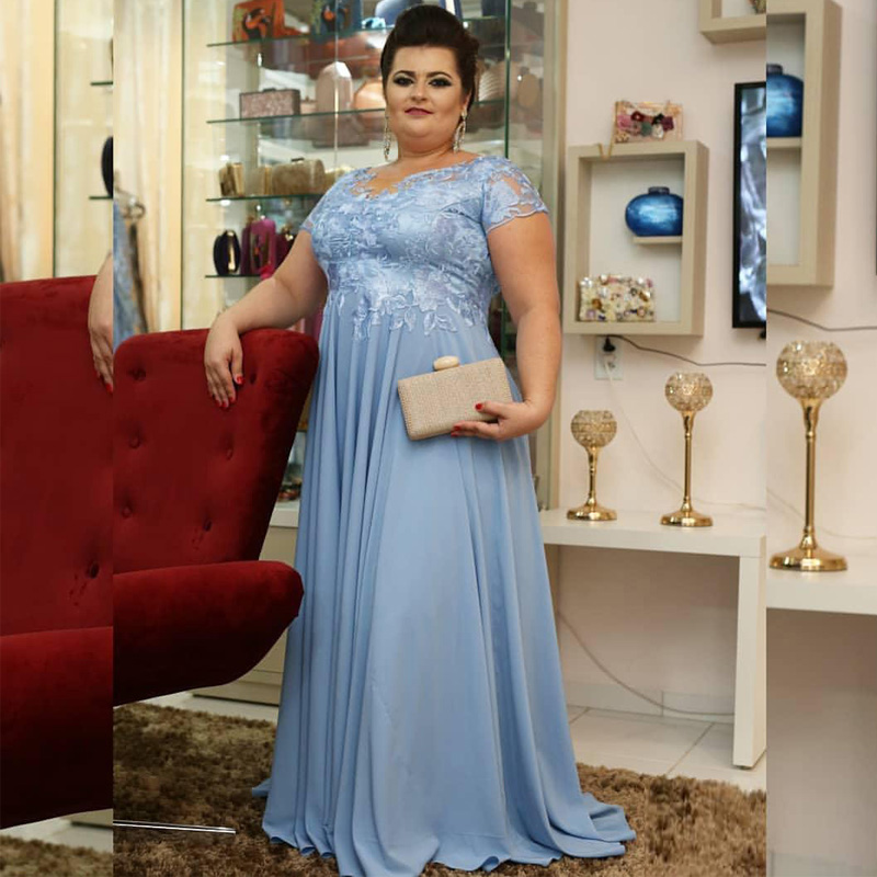 Arabic Mother Of Bride Dresses Plus Size Cap Sleeves Mother Of Groom Dress Chiffon Evening Party Formal Bridesmaid Gowns