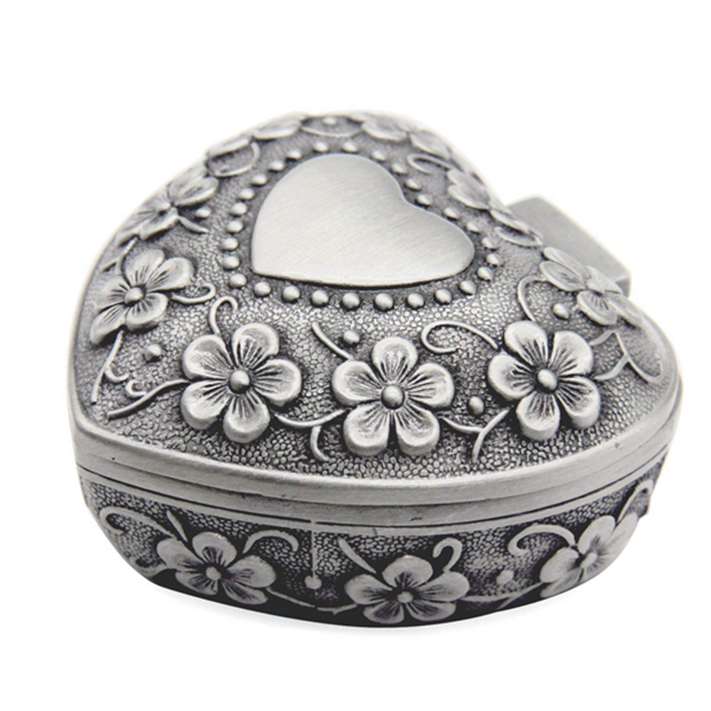 Classic Vintage Antique Heart Shape Jewelry Box Ring Small Trinket Storage Organizer Chest Christmas Gift,Silver 
Classic Vintage Antique Heart Shape Jewelry Box Ring Small Trinket Storage Organizer Chest Christmas Gift,Silver