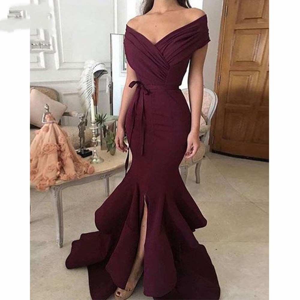Burgundy Mermaid Prom Dresses Long Vestido Longo Pleat Front Slit Elastic Satin Formal Evening Party Dress for Women, Lavender
Burgundy Mermaid Prom Dresses Long Vestido Longo Pleat Front Slit Elastic Satin Formal Evening Party Dress for Women, Lavender