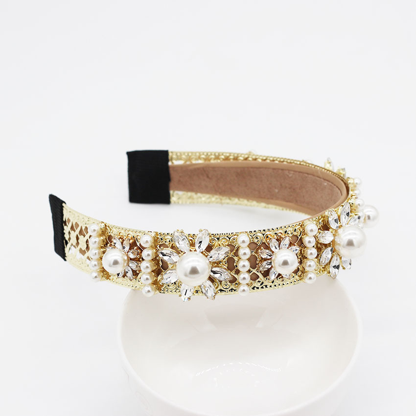 European and American Baroque Pearl Flower Geometric Headband Dance Party Retro Court Fashion Fashion Show Hair Accessories 992 V191220