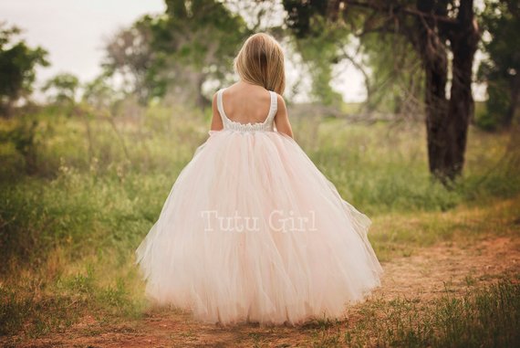 Tutu Flower Girl Dresses Jewel Neck Tulle Ball Gown Floor Length Custom Cheap Girls Pageant Dress Backless Kids Formal Gowns