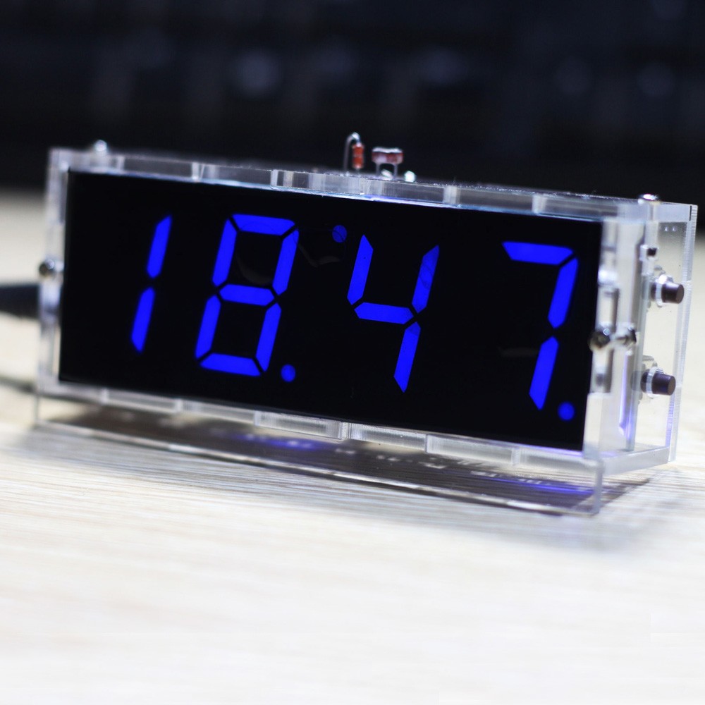 Digital Alarm Clock Digit DIY Electronic Clock Kit Module LED Light Control Temperature Date Time Display Large Screen for Table Desktop