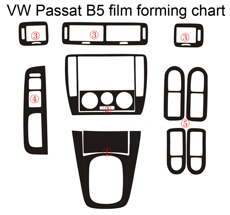 For Volkswagen VW Passat B5 Interior Central Control Panel Door Handle 3D/5D Carbon Fiber Stickers Decals Car styling Accessorie