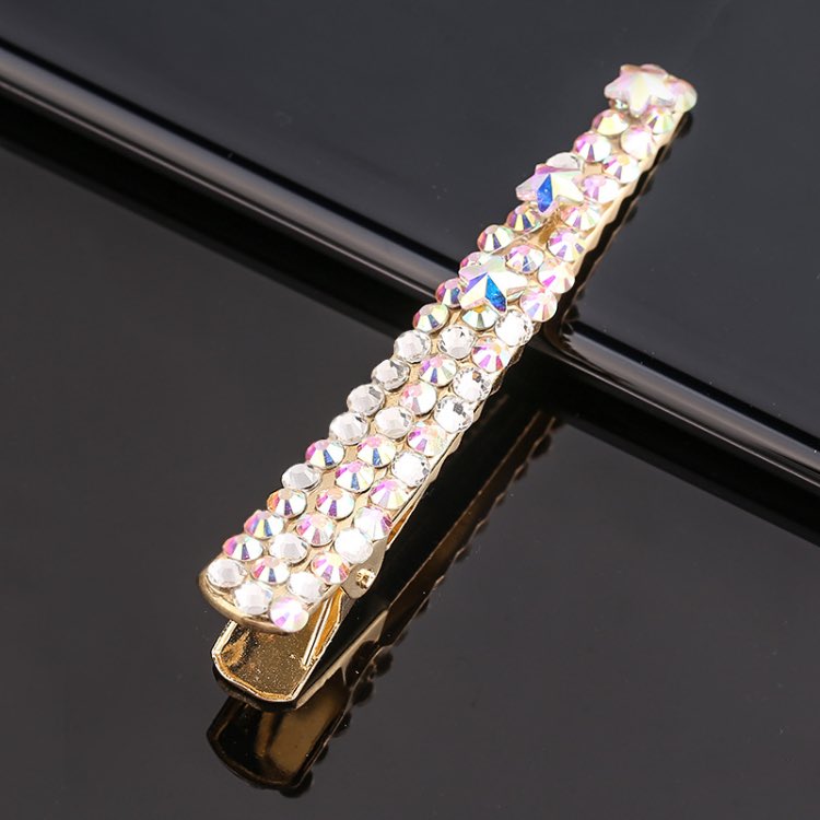 Bing Women Hair Clips With Rhinestones Water Drop Girls Duckbill Clip INS Bangs Hairpin Full diamond Super Flash