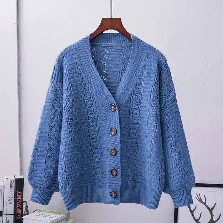 V-neck Sweater Women's New Korean of White Loose Large Size Lazy Wind Cardigan Knitting Tops T200101