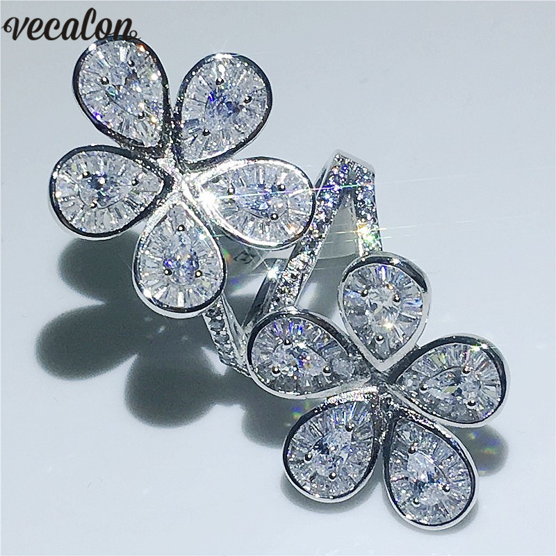 Vecalon Big Flower Ring 925 sterling silver Water Drop Diamond Engagement Wedding band rings for women Finger Jewelry
Vecalon Big Flower Ring 925 sterling silver Water Drop Diamond Engagement Wedding band rings for women Finger Jewelry