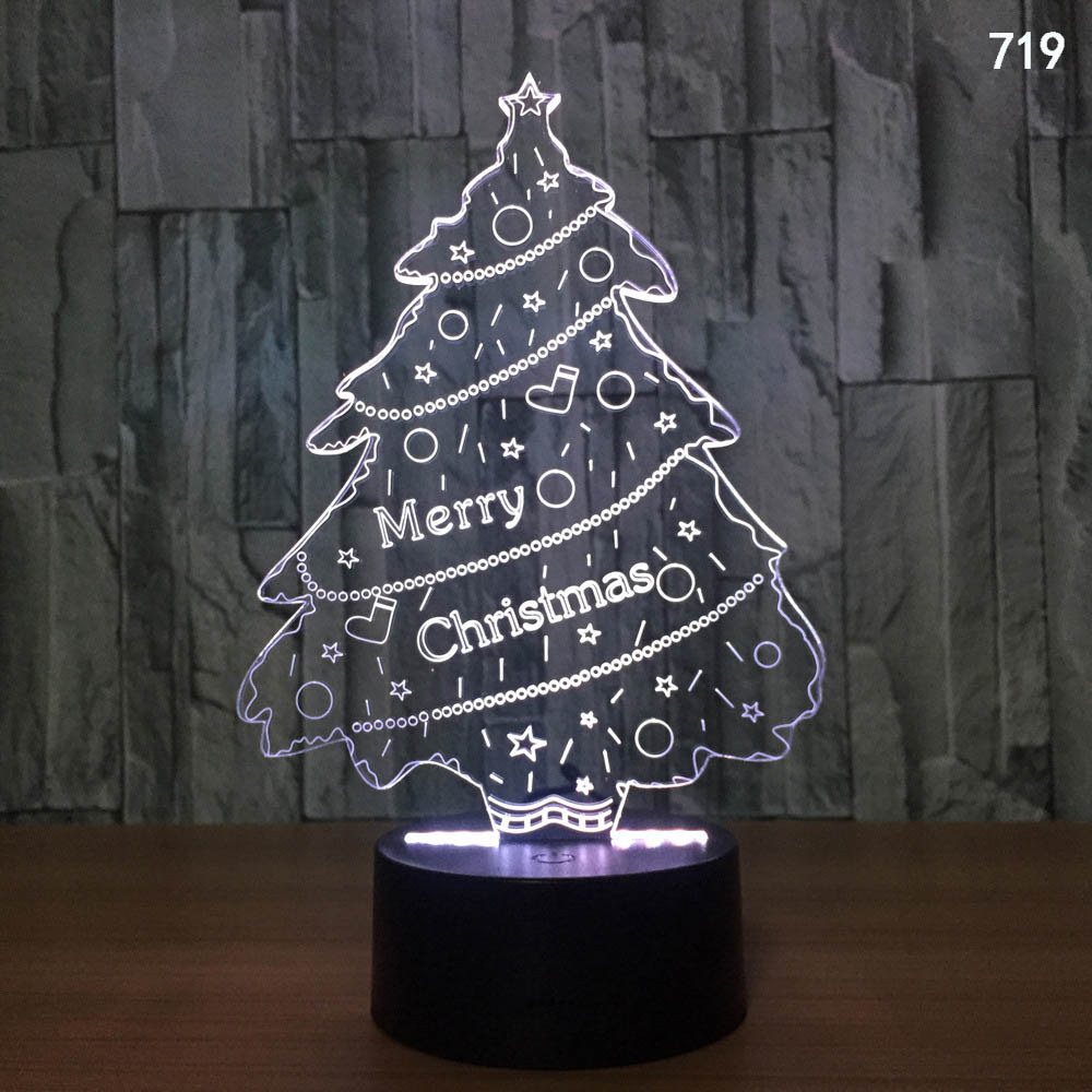 Bed Christmas Tree Snowmen Animal Cartoon Insect Music Character 3D Illusion LED Lamp Night Light Colorful USB Powered Mini Night Lights