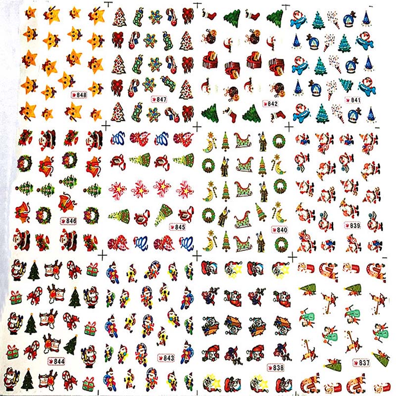 Cute Lady Christmas Nail Decals Stickers Stars Christmas Style Xmas Tree Santa Bell Finger Beauty Wraps Star DIY Nails Art