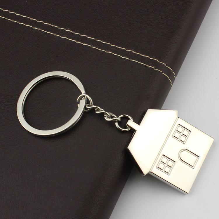 100pcs/Lot New Metal Mini House Shaped Keychains Cottage Keyrings Custom Logo Gifts for Promotion US Free Shipping By Dhl